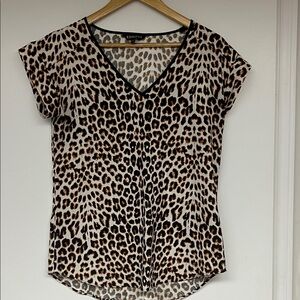 Express Leopard Print V‑Neck Top in Brown and Black